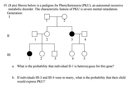 Solved 8 Pts Shown Below Is A Pedigree For 42 Off