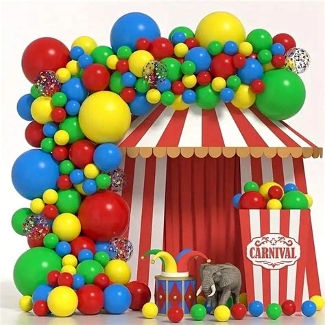 Conjunto De Globos Tem Ticos De Circo Incluyendo Globos Rojos