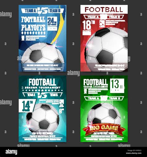 Soccer Poster Set Vector Design For Sport Bar Promotion Football Ball