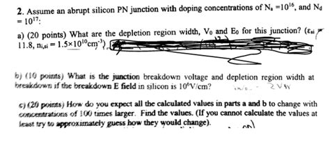 Solved 2 Assume An Abrupt Silicon PN Junction With Doping Chegg