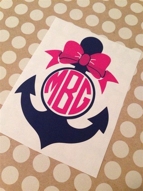 Anchor Monogram Anchor With Bow Monogram Monogrammed Decal Anchor