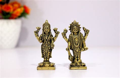 Buy Esplanade Brass Lakshmi Narayan Pair Lord Vishnu With Laxmi Idol