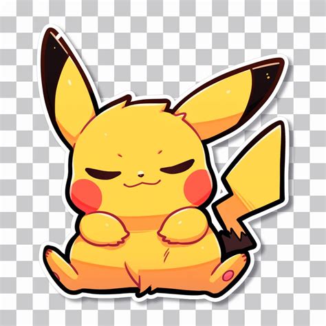 Pikachu with Closed Eyes | Free Pokémon PNG Sticker Download