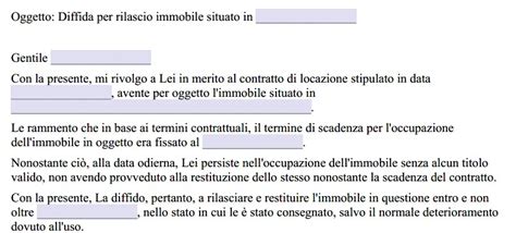 Fac Simile Lettera Di Diffida Rilascio Immobile Word E Pdf