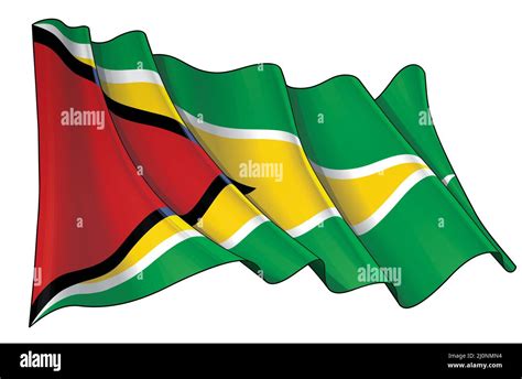 Vector Illustration Of A Waving Flag Of Guyana All Elements Neatly On