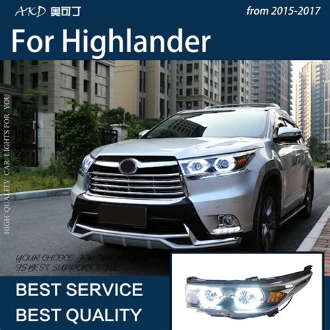 AKD Car Lights For Toyota Highlander 2015 2017 Kluger LED Headlights