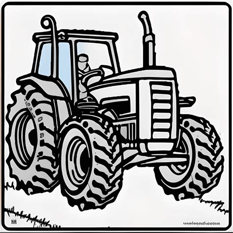 Farmer On Tractor Coloring Page · Creative Fabrica