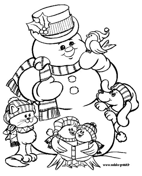 Snowman to color - Christmas Kids Coloring Pages