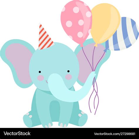 Cartoon Elephant With Balloons Royalty Free Vector Image