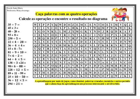 Caça Palavras Com As Quatro Operações Matemáticas