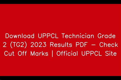 Uppcl Tg Result Check Cut Off Marks Merit List