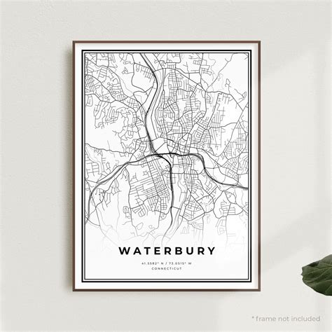 Waterbury Map Print Waterbury Street Map Poster Connecticut | Etsy