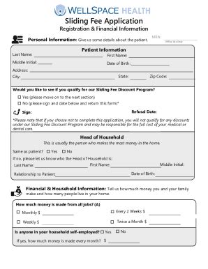 Fillable Online Sliding Scale Application Form IFHS Fax Email Print