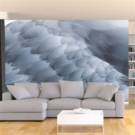 Environmental Feather Wallpaper Stain Resistant Bedroom Photography Wallpaper 58 X 38 Grey