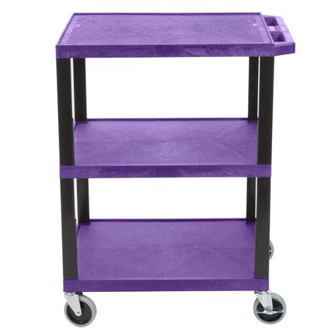 Luxor Wt34ps Tuffy Purple Three Shelf Utility Cart 24 X 18 X 34