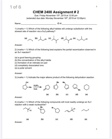 Solved Of Chem Assignment Due Friday November Chegg