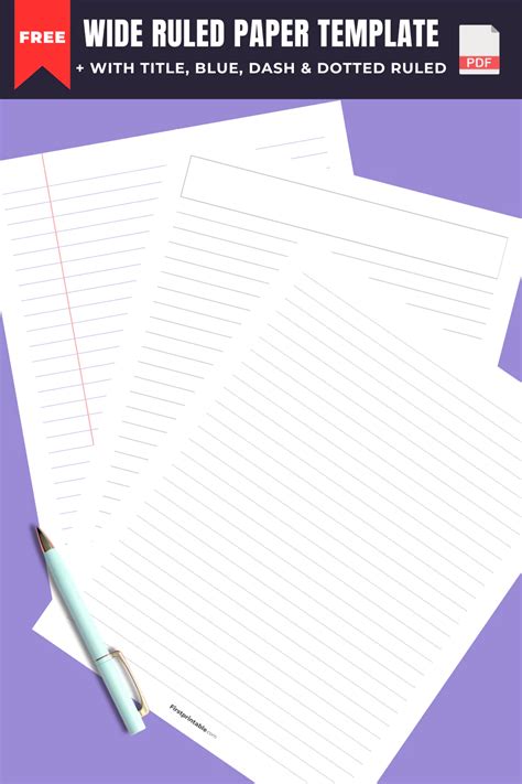 Printable Wide Ruled Paper Template For Free