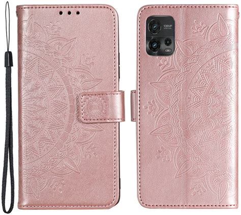 Motorola Moto G72 Hoesje Mandala Book Case Met Pasjeshouder Roze Goud