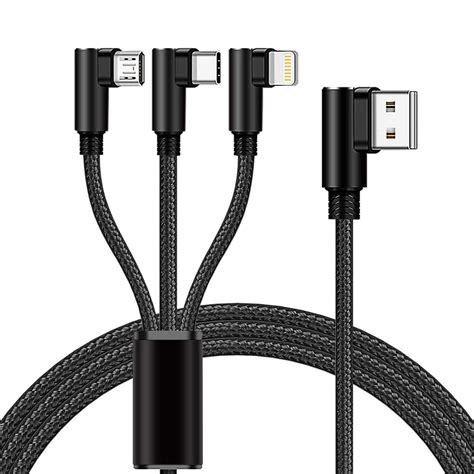 Multi Charging Cable 1 5m 5ft 3 In 1 Multiple 90 Degree Usb Charger Cord With Iphone Type C