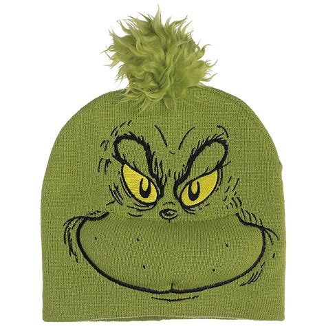 The Grinch Knit Cap W 3d Hair Christmas Themed Headwear 100