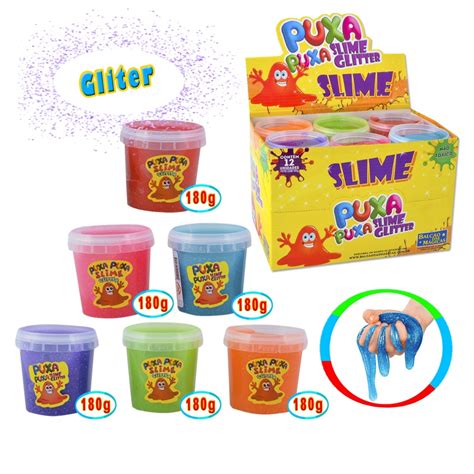 Slime Brinquedo Sensorial Puxa Puxa Slime Glitter 180g 1 Un Shopee Brasil