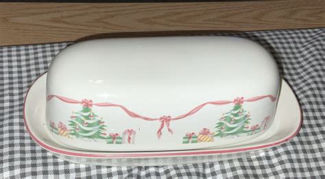 Sango Butter Dish Home For Christmas Tree With Pink Valentine Hearts