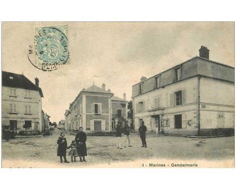 Carte Postale Ancienne 95 MARINES La Gendarmerie 1906 Cartes