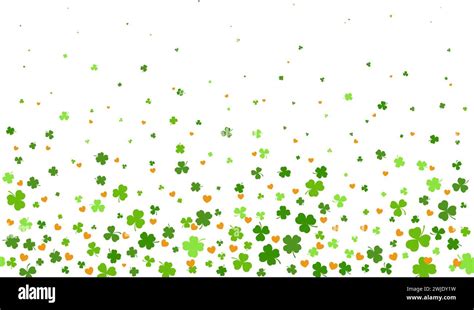 St Patrick Day Shamrock Clover Background Seamless Vector Border With