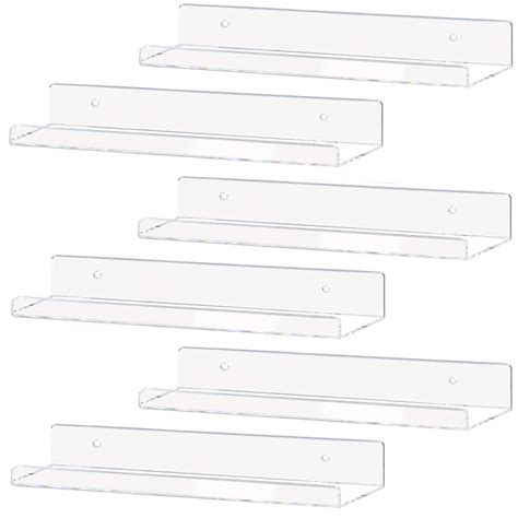 Weiai Clear Acrylic Shelf Invisible Floating Wall Ledge Bookshelf