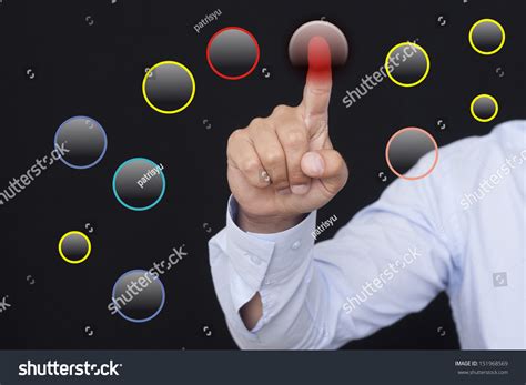 hand simulating pressing  index finger stock photo