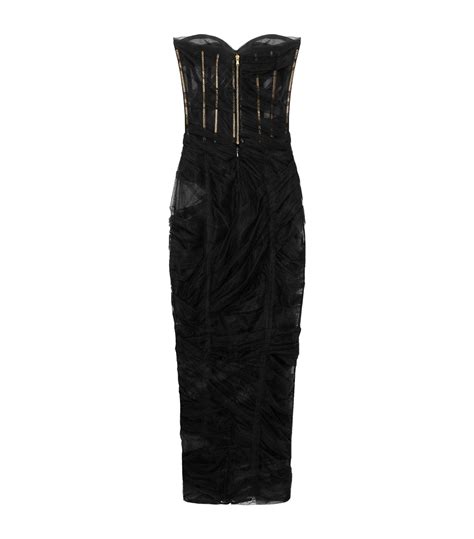 Womens Dolce And Gabbana Multi Tulle Ruched Bustier Midi Dress Harrods Uk