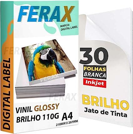 30 Adesivos Vinil Branco Brilho Para Impressora Jato De Tinta A4 Prova