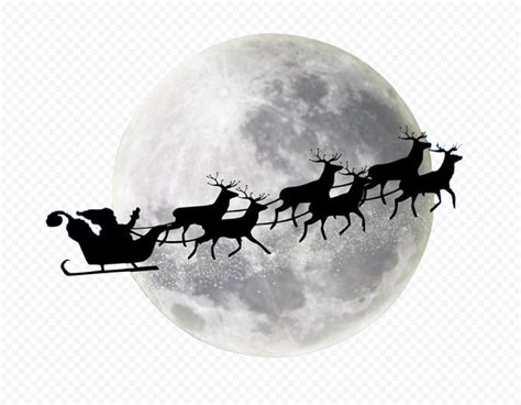 Moon Santa Sleigh Silhouette