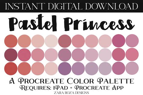 Pastel Princess Procreate Color Palette Graphic By Zararozadesigns