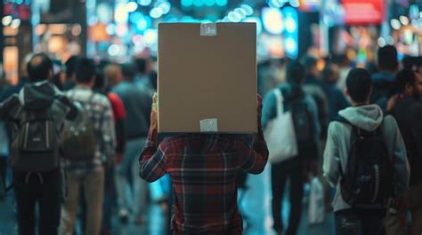 A Person With A Box On Their Head Is Carrying A Box On Their Head