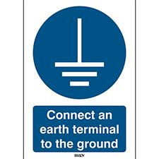 Iso Safety Sign Connect An Earth Terminal To The Ground Brady Part