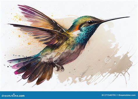 Dibujo De Colibrí Con Un Poco De Acuarela Stock De Ilustración Ilustración De Colorido Arte