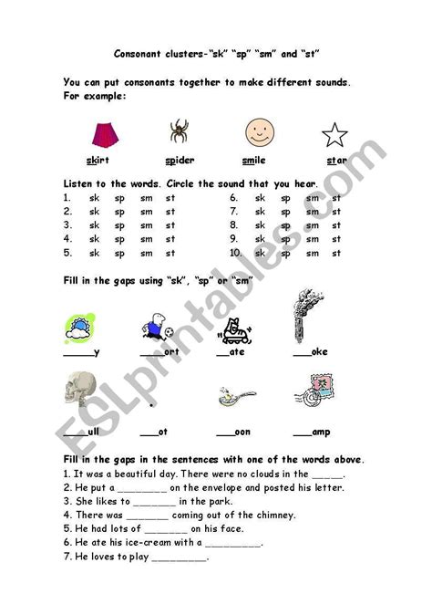 Phonics-consonant clusters 2 - ESL worksheet by ema-bhs