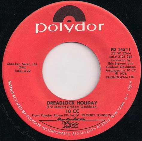 10cc - Dreadlock Holiday (1978, Vinyl) | Discogs