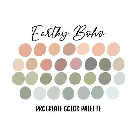 Earthy Boho Procreate Color Palette Neutral Earth Tones Pastel Procreate Color Swatches