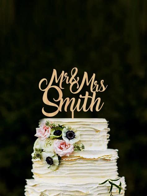 Custom Mr And Mrs Cake Toppers For Wedding Name Cake Topper Rustic