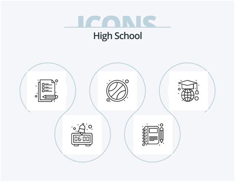 High School Line Icon Pack 5 Icon Design. badge. reward. pencil. medal. internet 18701665 Vector ...