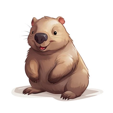 Premium Ai Image Wombat 2d Cartoon Vector Illustration On White Background