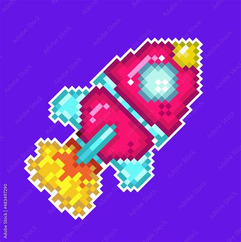 Red rocket ship pixel art,vectorized rocket pixelart. Red Rocket ...