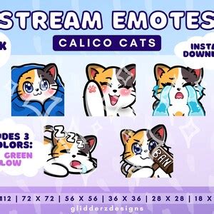 Calico Cat Emotes Twitch JUMBO Pack 20 Calico Cat Twitch Emotes Twitch