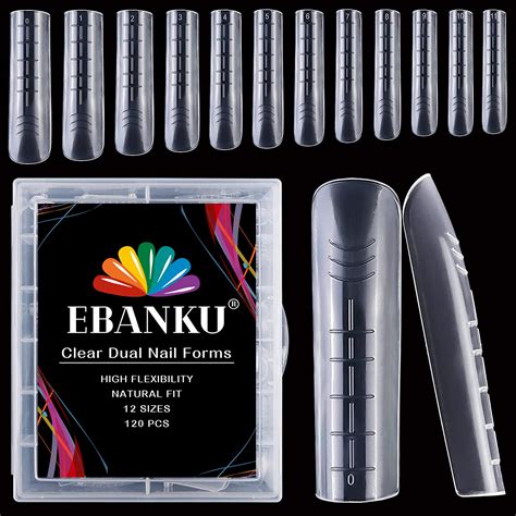 EBANKU 120 Stück Clear Full Cover Dual Nail System Form Form Flache