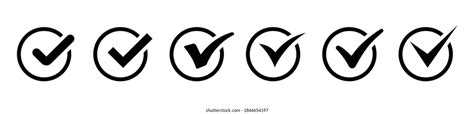 Set Approval Check Mark Icons Circle Stock Vector Royalty Free