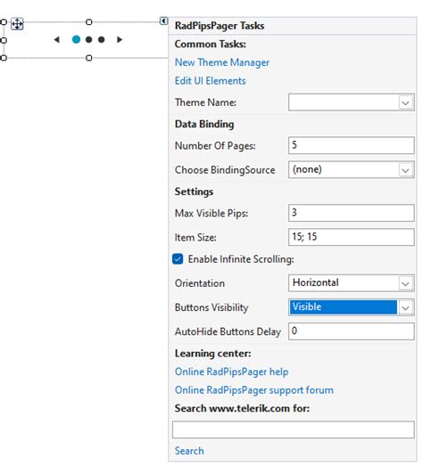 Design Time WinForms PipsPager Control Telerik UI For WinForms