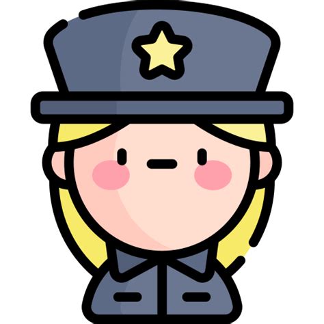 Police Officer Kawaii Lineal Color Icon