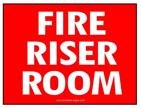 Fire Riser Room Printable Sign Printable Signs